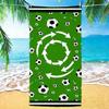 Creative Soccer Beach Towel - Football with Crown, Gold Glitter & Tactical Arrows, Quick Dry Microfiber for Fans