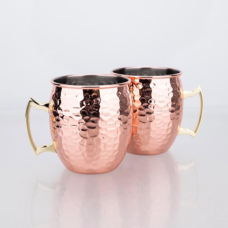 Stainless Steel Moscow Mule Cocktail Set – Hammered Design Bar Glassware