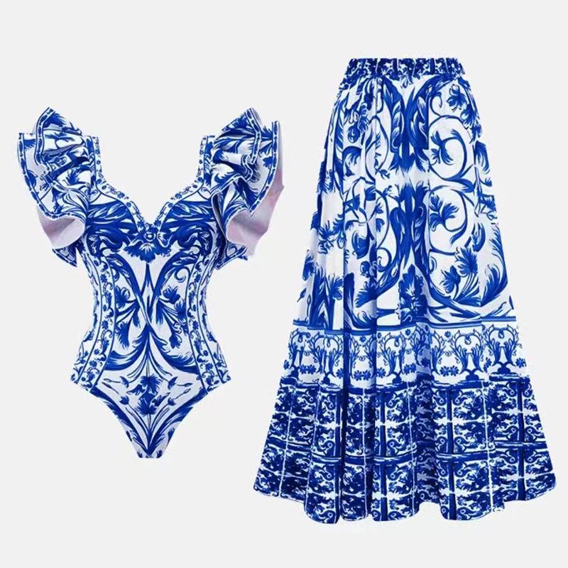 2023 Trendy Sexy Women's One-Piece Printed Swimwear with Spaghetti Straps - European and American Style
