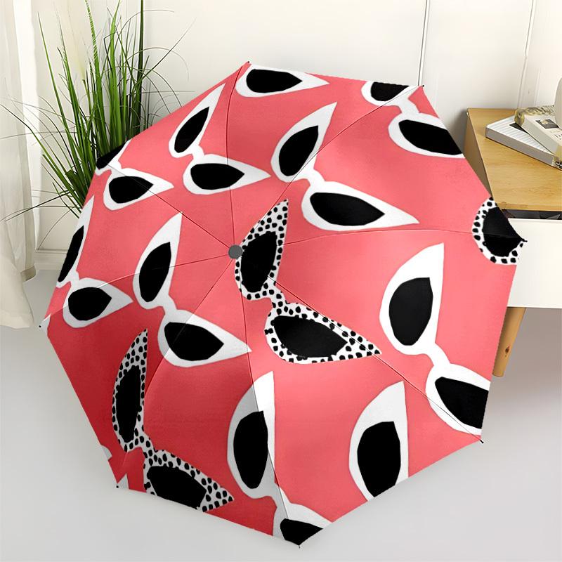 

1pc Sunglasses Print Automatic Folding Umbrella - Portable Collapsible Design, 8-Rib Iron Frame, Durable Fabric yy251125088