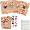 Valentines Day Gift for Kids 12 Pack Valentines Cards Heart-Shape Crystals Valentine Gift Boys Girls Toddlers School Party Favor