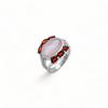 Rose Quartz & Garnet Ring: 925 Sterling Silver Gemstone