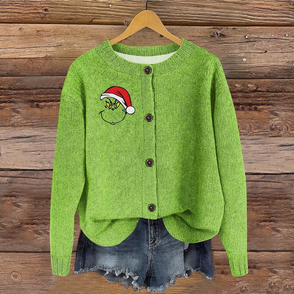 Women's Vintage Knit Button Print Cardigan Jacket