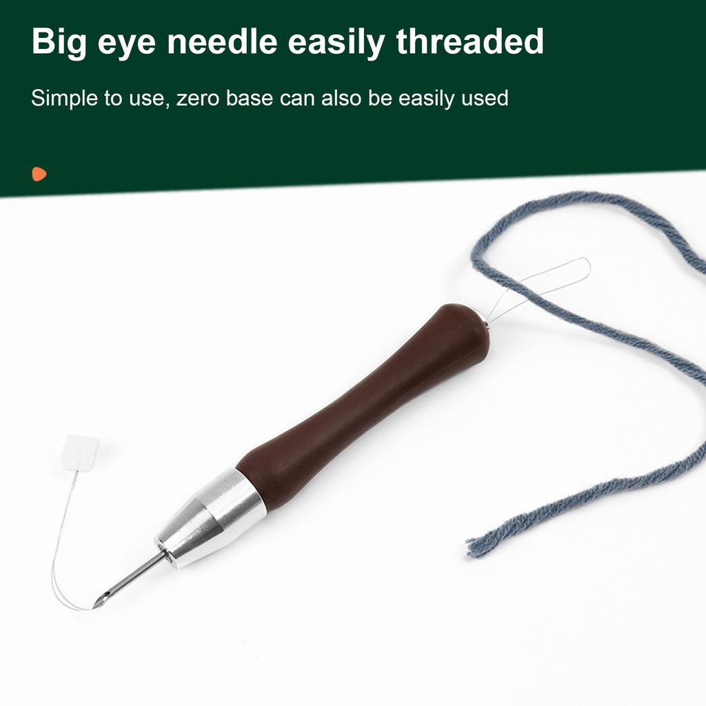 Punching Needle Embroidery Set with 4 Punching Needle Head 2 Threader Wood Handle Embroidery Pen for Embroidery Craft