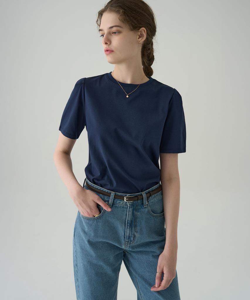 Deuloupisumeon Puff Sleeve Supima Cotton Short Sleeve T-Shirt [Brown]