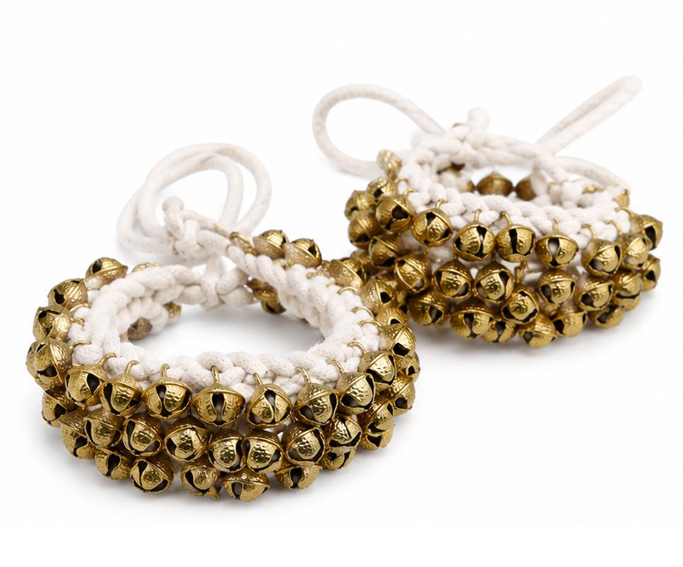 TreegoArt Professional Handmade Indian Kathak Ghungroo With Cotton Cord (50+50) Ghungroo - Pack Of (1 Pair)