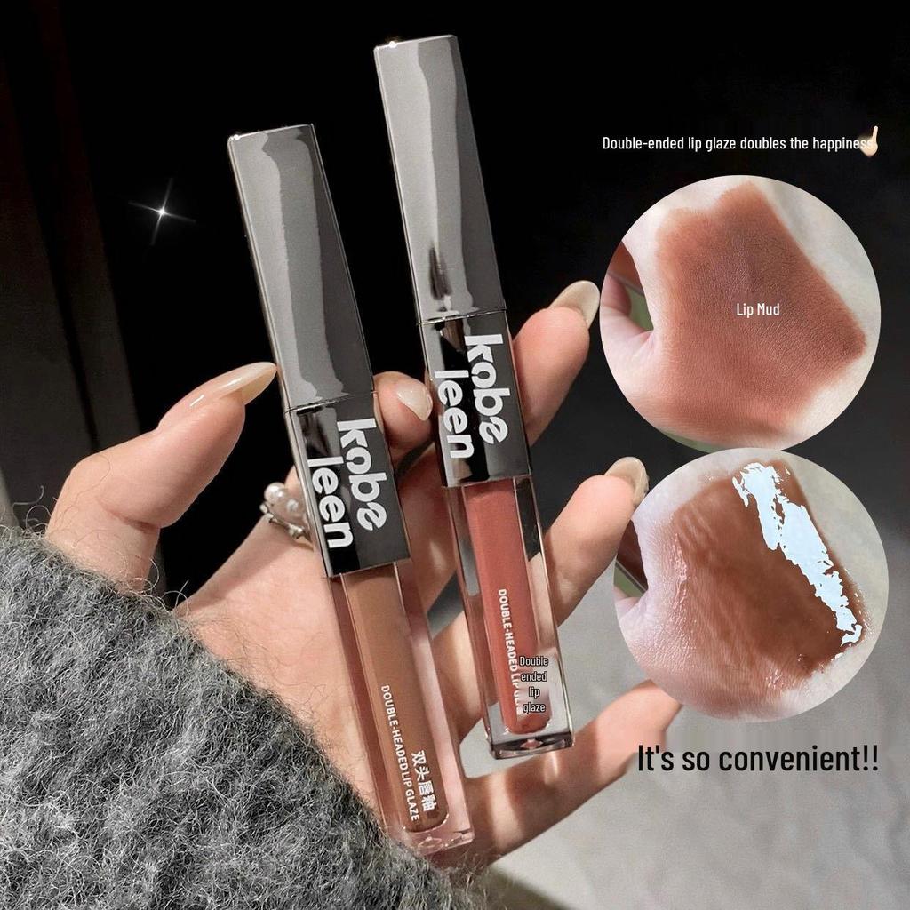 Kobeleen Dual-Head Lip Glaze: Velvet Matte Lipstick with Moisturizing Shine