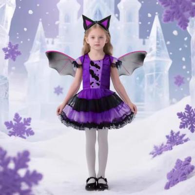 Kinder Mädchen Lila Fledermaus Vampir Prinzessin Kleid Ausgefallenes Cosplay Kostüm Kleidung Halloween Spiel
