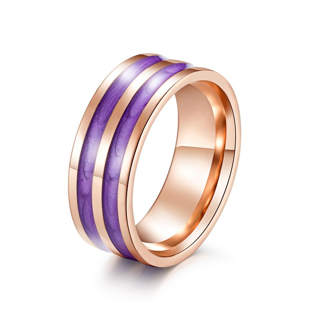 New Korean Version of Epoxy Rose Gold Women s Ring, Titanium Steel Gold-plated Women s Elegant Ring Style Jewelry 6#