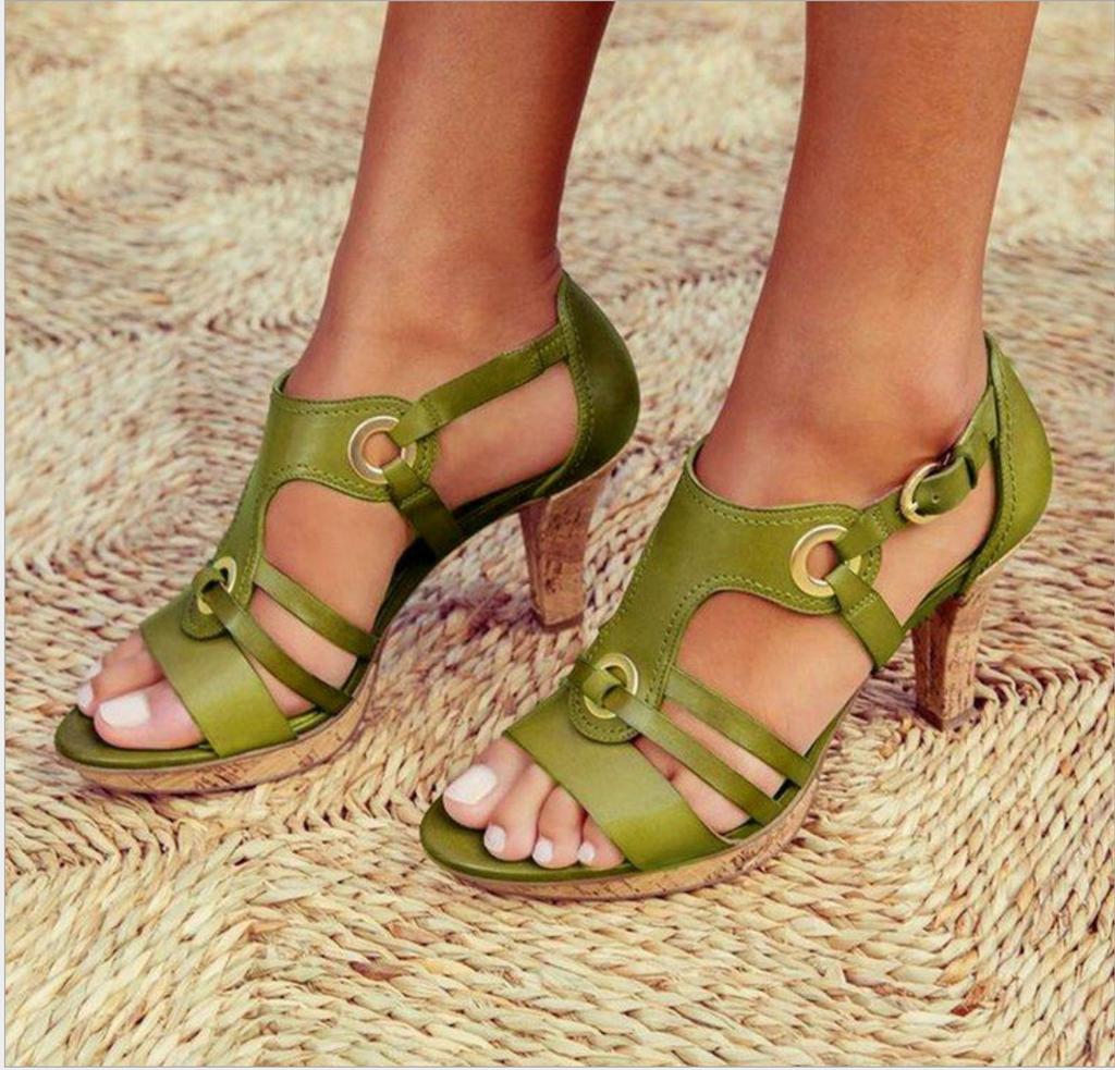 Zapatos de Mujer Tallas Grandes 35-43 Moda Verano Romanos Tacones Abiertos en Punta Ocio al Aire Libre Sandalias De Mujer Cómodas Sandalias Gladiador