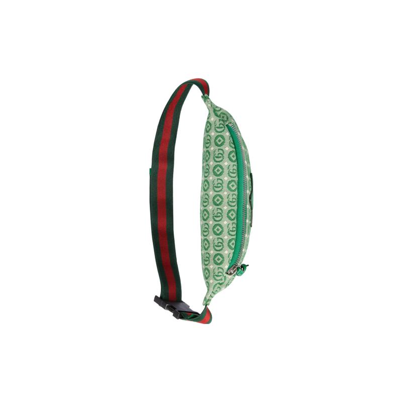 Gucci Interlocking Double G Printed Star Logo Zipper All Over Shoulder Crossbody Bag Children's Bag Cotton Waist Bag Children's Green