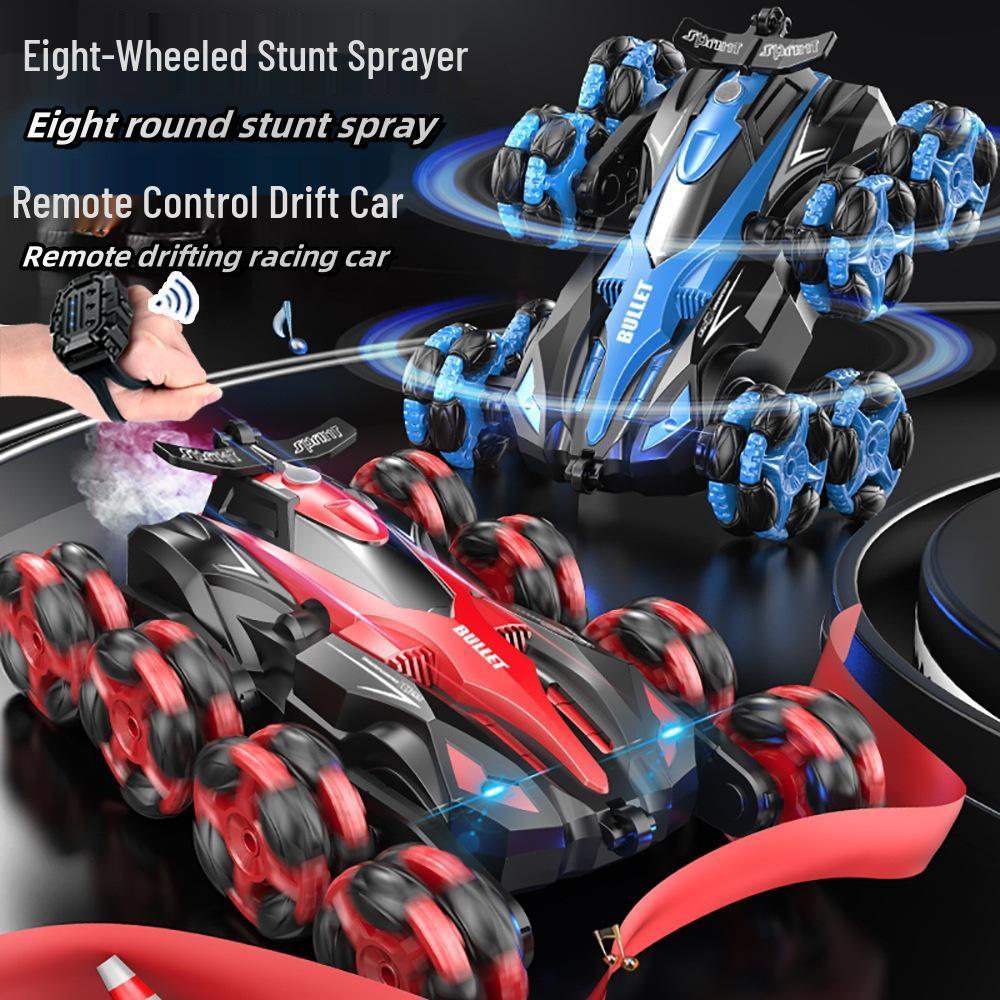 Rechargeable Eight-Wheeled Stunt RC Car with Gesture Control, Drift Spray, and Climbing Rotation for Kids