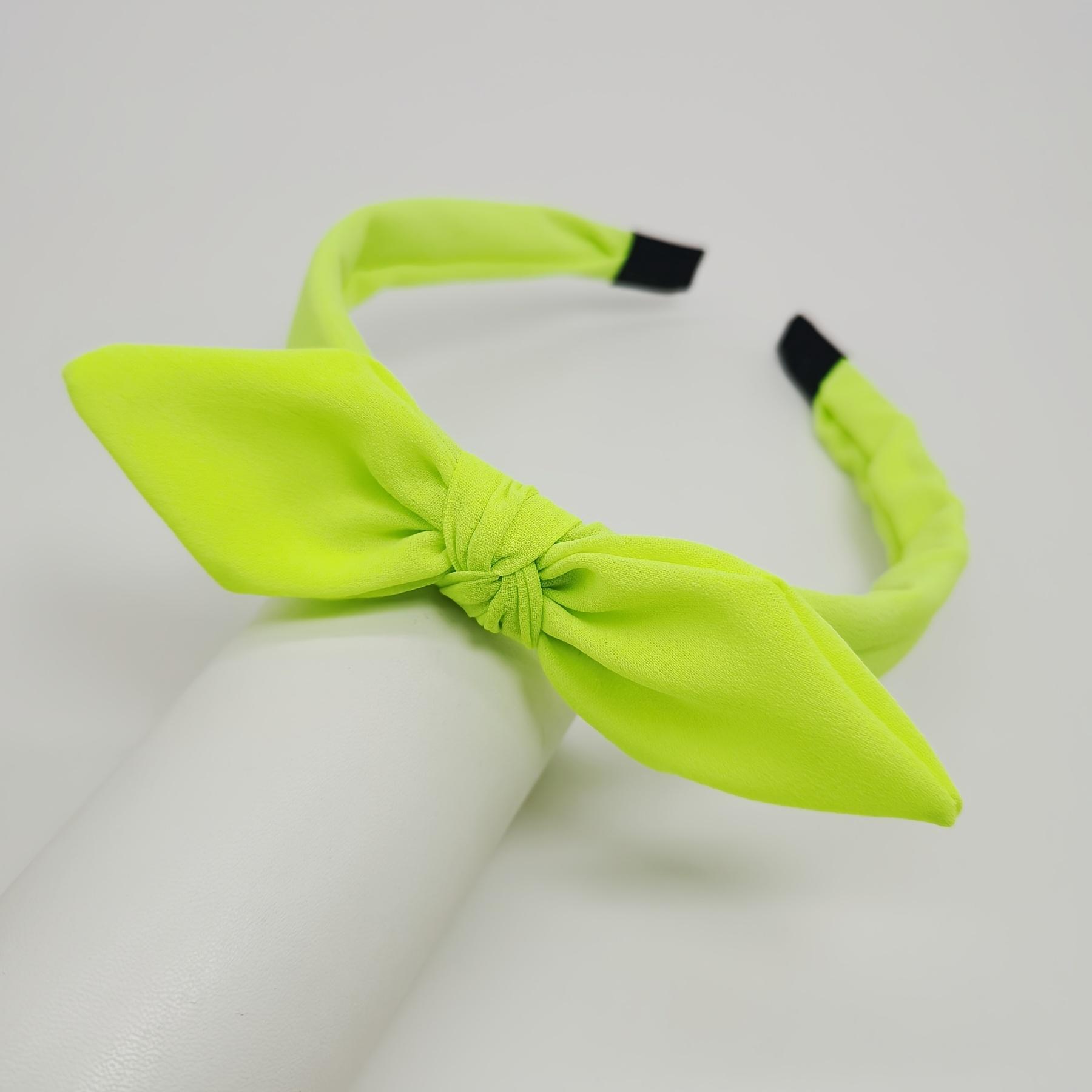 Модная флуоресцентная ободок-ушки кролика | Милый и простой волосяной аксессуар из волокна для женщин, подходит для Пасхи, Дня святого Валентина, дней рождения жёлтый