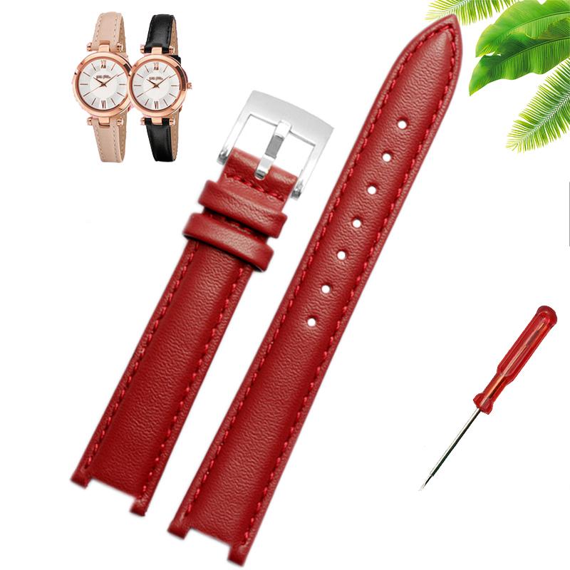 Genuine Leather Watch Band Women's Watch Strap for Folli Follie Lady Bubble Series Notch Pin Buckle Watch Bracelet 12MM 16MM 20