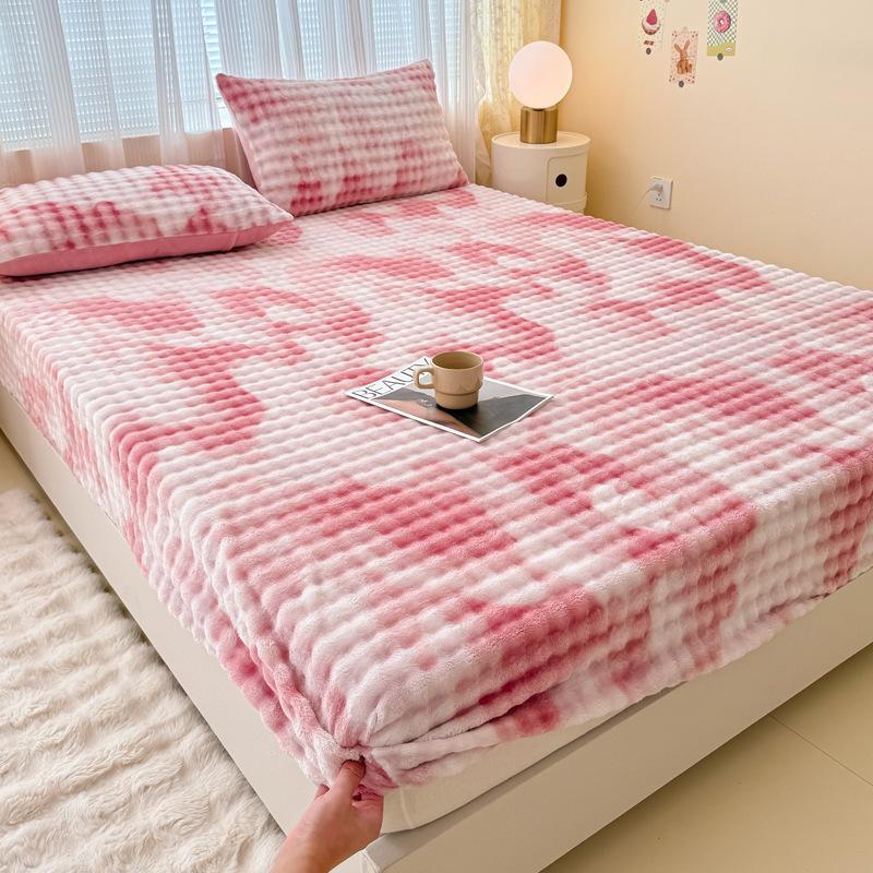 Winter Imitation Rabbit Down Milk Velvet Bed Sheet Single Piece New Printing Design High Weight Plus Velvet Thickening