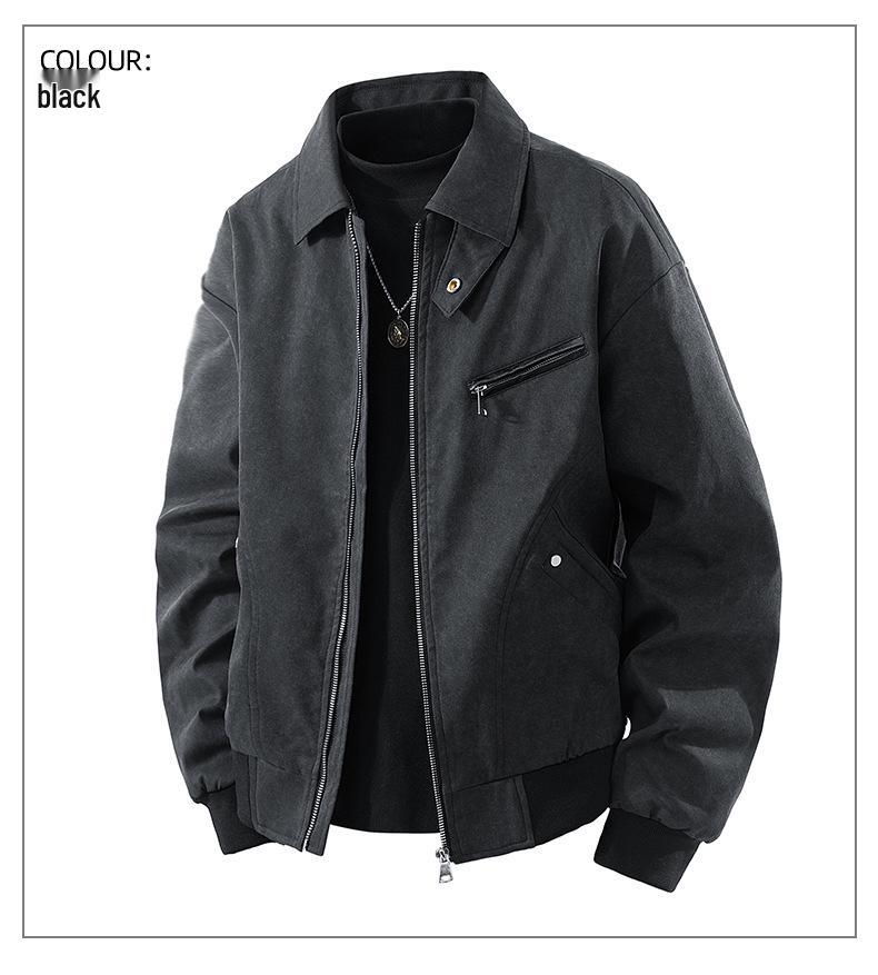 2025 Autumn Men's Fashion Casual Solid Color Lapel Jacket
