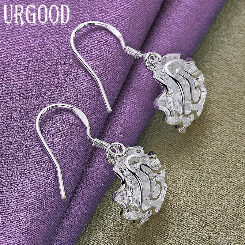 925 Sterling Silber Rose Anhänger Ohrringe Modeschmuck