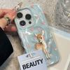 Pink Love Heart Cute Deer Pattern Phone Case For iPhone 17 16 15 14 13 12 11 Pro Max Plus Air 16E Shockproof Folds Texture Cover