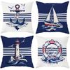 Set da 4 Federe per Cuscini Stile Nautico Moderno Vintage con Chiusura a Zip 100% Adatte per Soggiorno Camera da Letto Divano Letto