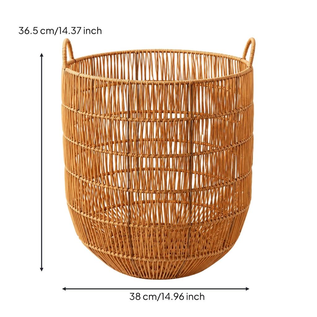 OpenLidless Laundry Basket Brown Woven Hamper with Carry Handles Sturdy for