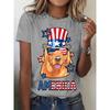 Women's T-Shirt Golden Retriever American Flag Hat Printing Fashion Casual Street Round Neck Oversized Summer Women's Clothing