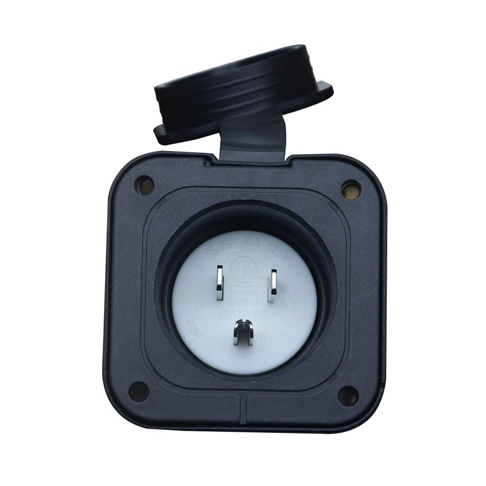 125V 15A RV Power Inlet Plug 5-15P w/ Weatherproof Cover For Camper Trailer Boat