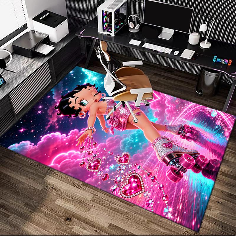1pc Betty Boop Rug, Digital Printed Home Chair Sofa Mat, Durable Office Area Carpet, Beautiful Festival Decorations