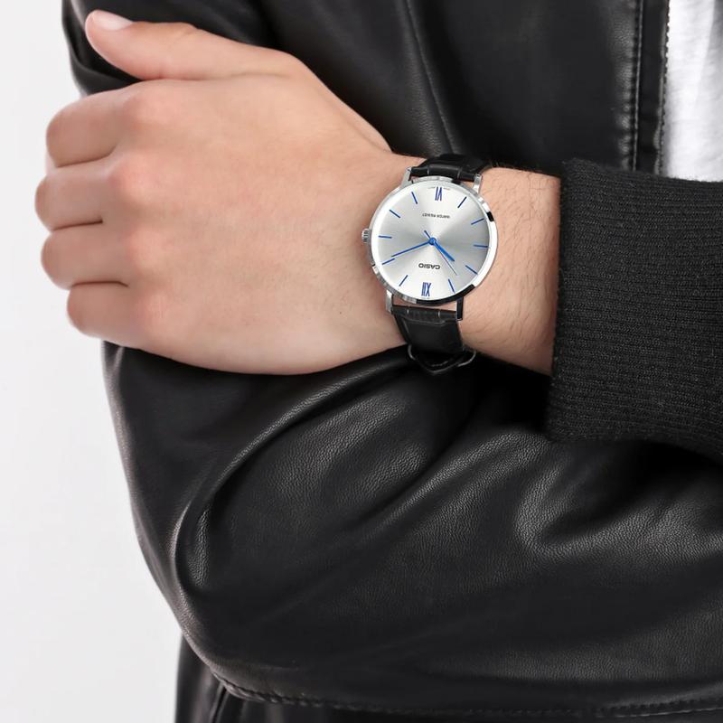 Casio STANDARD series pointer series fashion casual business simple heart of darkness classic waterproof quartz movement leather strap MTP-VT01L-7B1