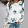 Women's casual and fashionable round neck long sleeved printed T-shirt