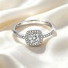 Women's S925 Sterling Silver Square Paved Cushion Shape Double Row Diamond Engagement Ring