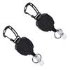 2PCS Retractable Keychain Lost Proof High Elasticity Steel Cable Backpack Key Retractor For Outdoor Hiking Black