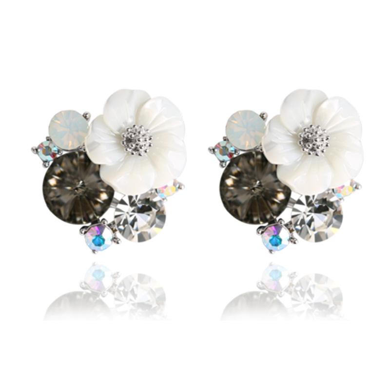 Suijue Jewelry Earrings Women S Personality Fashion Earrings Versatile Shell Flower Women S Ear Clips Earrings серый