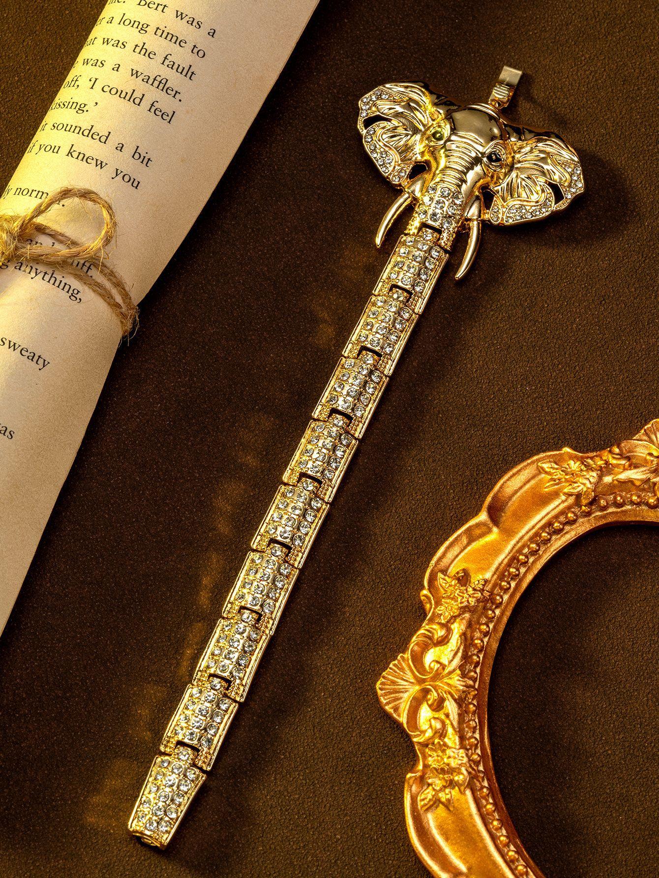 Средневековый винтажный браслет со слоновьей головой и бриллиантами ретро высококачественные ювелирные изделия тяжелой промышленности средневековый браслет со слоном и бриллиантами