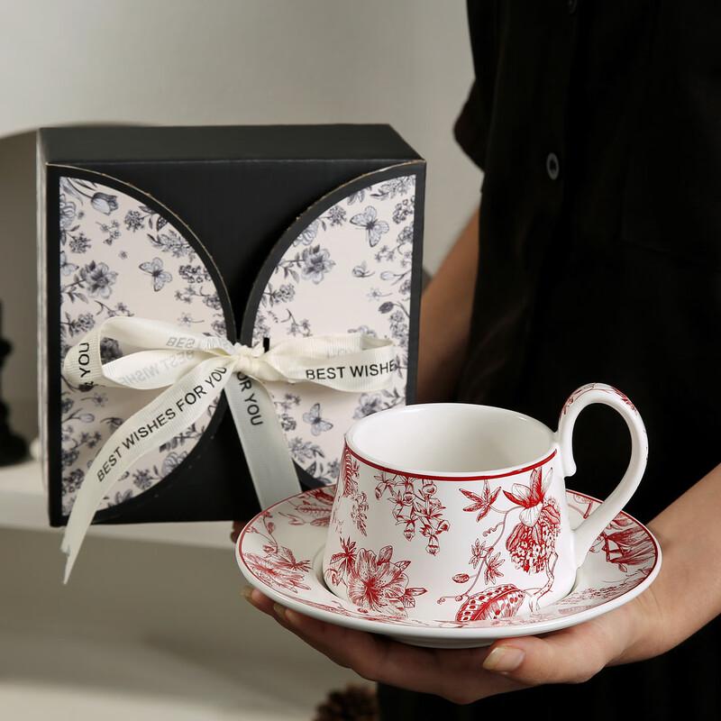Hongyuetang Retro Keramik Kaffeetasse & Untertasse Set