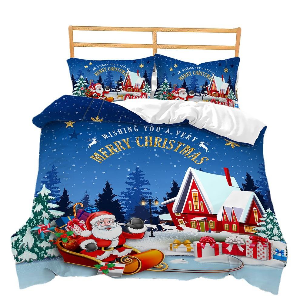 Popular Christmas Three-Piece Set Children'S Bedding Digital Printing Quilt Cover