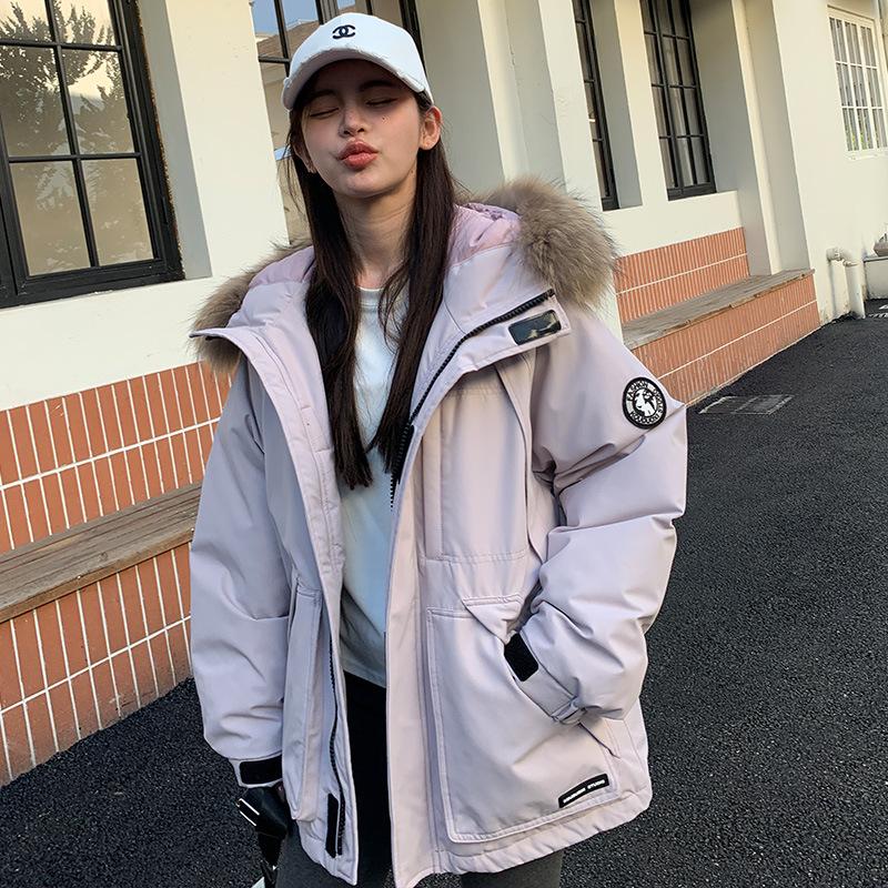 

Мужская и женская куртка для пар, зимняя, 2024, новая, меховой воротник, куртка Parker, женская, короткая, свободная, для мужчин M