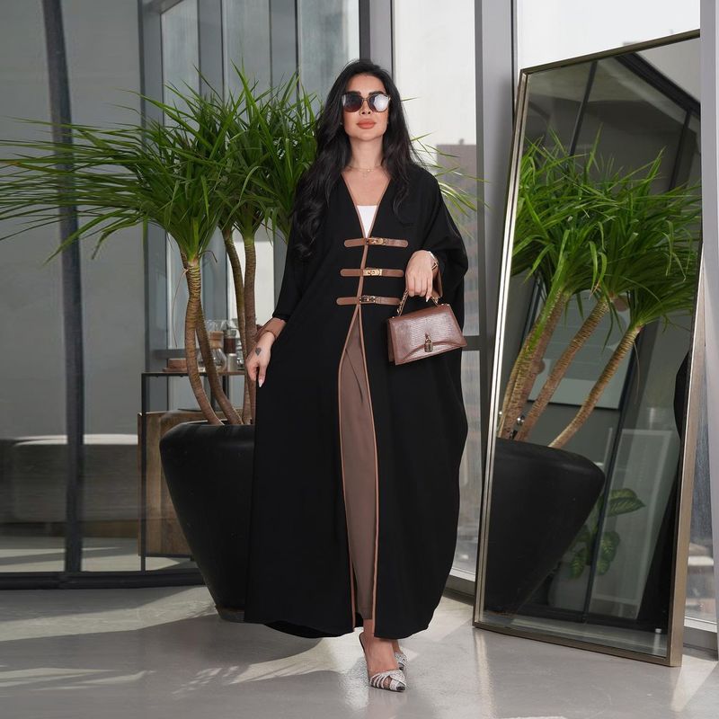 Indonesia Middle East Amazon Fashion Cardigan Leather Ring Turkey Colorblock Robe Outwear Arab Outwear Coat