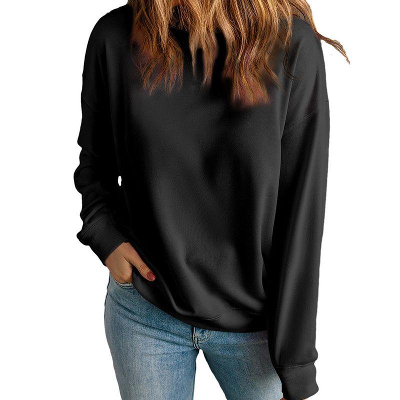 American Leisure Loose Easiest for Match Long Sleeves Bottoming Shirt for Women 2025 Fall New Arrival Pure Color Crew Neck Pullover Sweatshirt Women