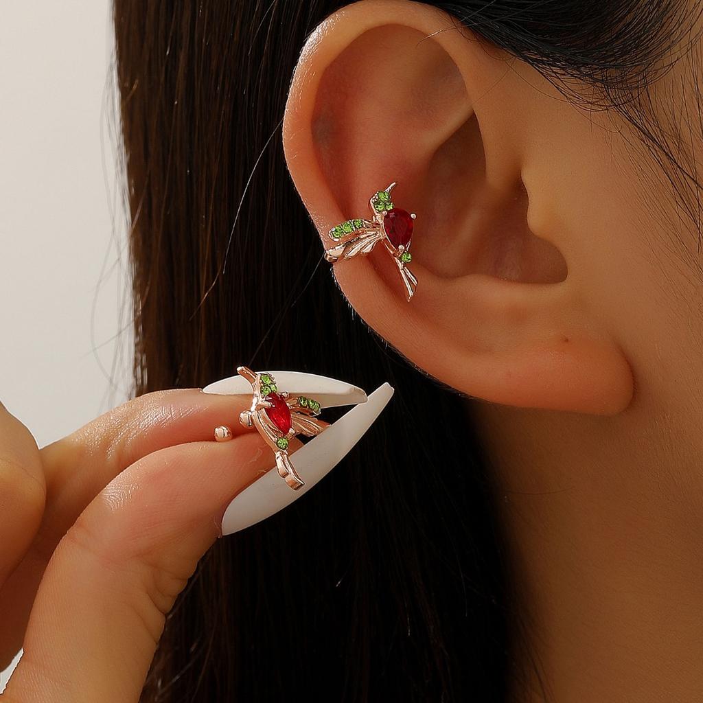 Colorful Hummingbird Shaped Ear Cuff Earrings Sparkly Animal Ear Clips for Women