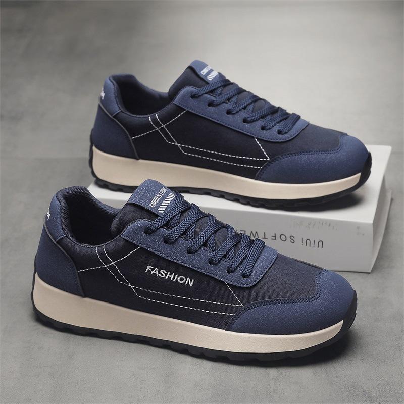 

Comfortable Men Vulcanized Shoes Autumn New Vintage Breathable Non Slip Running Shoes Lace Up Lightweight Soft Sole Casual Shoes 39 синий