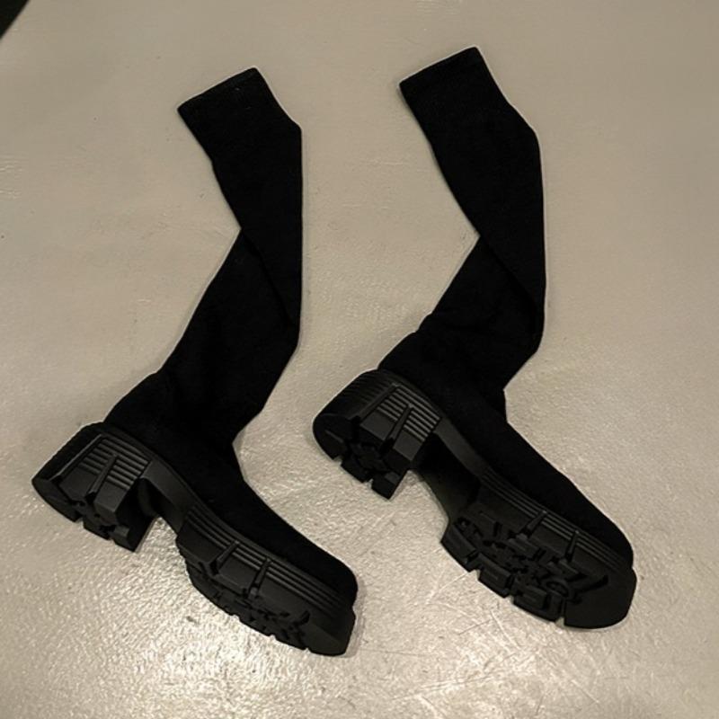 Fashion High Heels Women Platform Long Sock Boots Winter Fad Comfort Shoes Lady 2025 Winter Pumps Knee Boots Elegant Zapatillas De Mujer