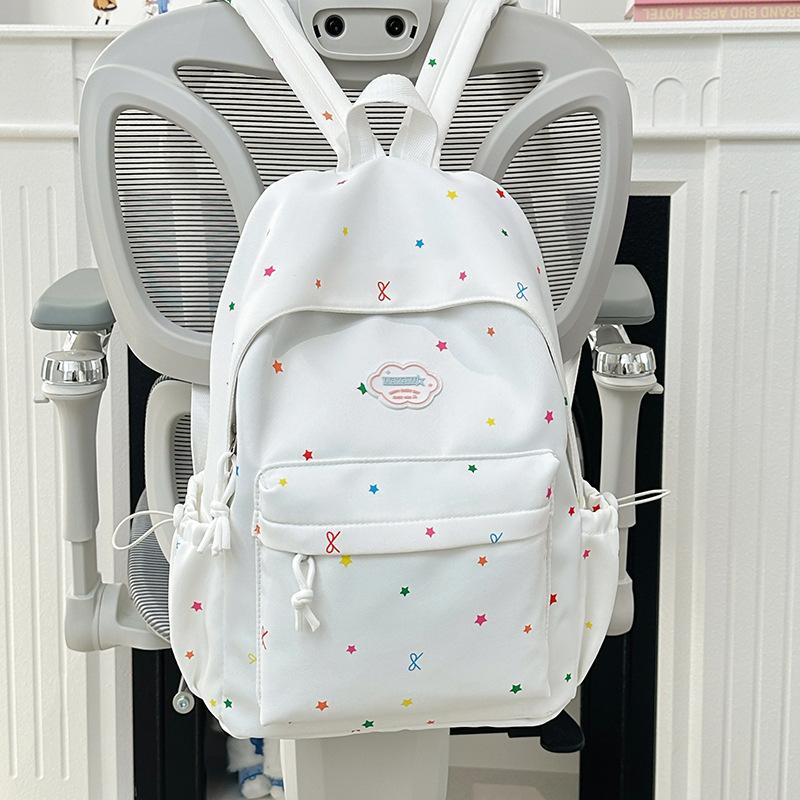 Schoolbag Japanese Ins style student backpack polka dot star floral decorative backpack large capacity travel student schoolbag
