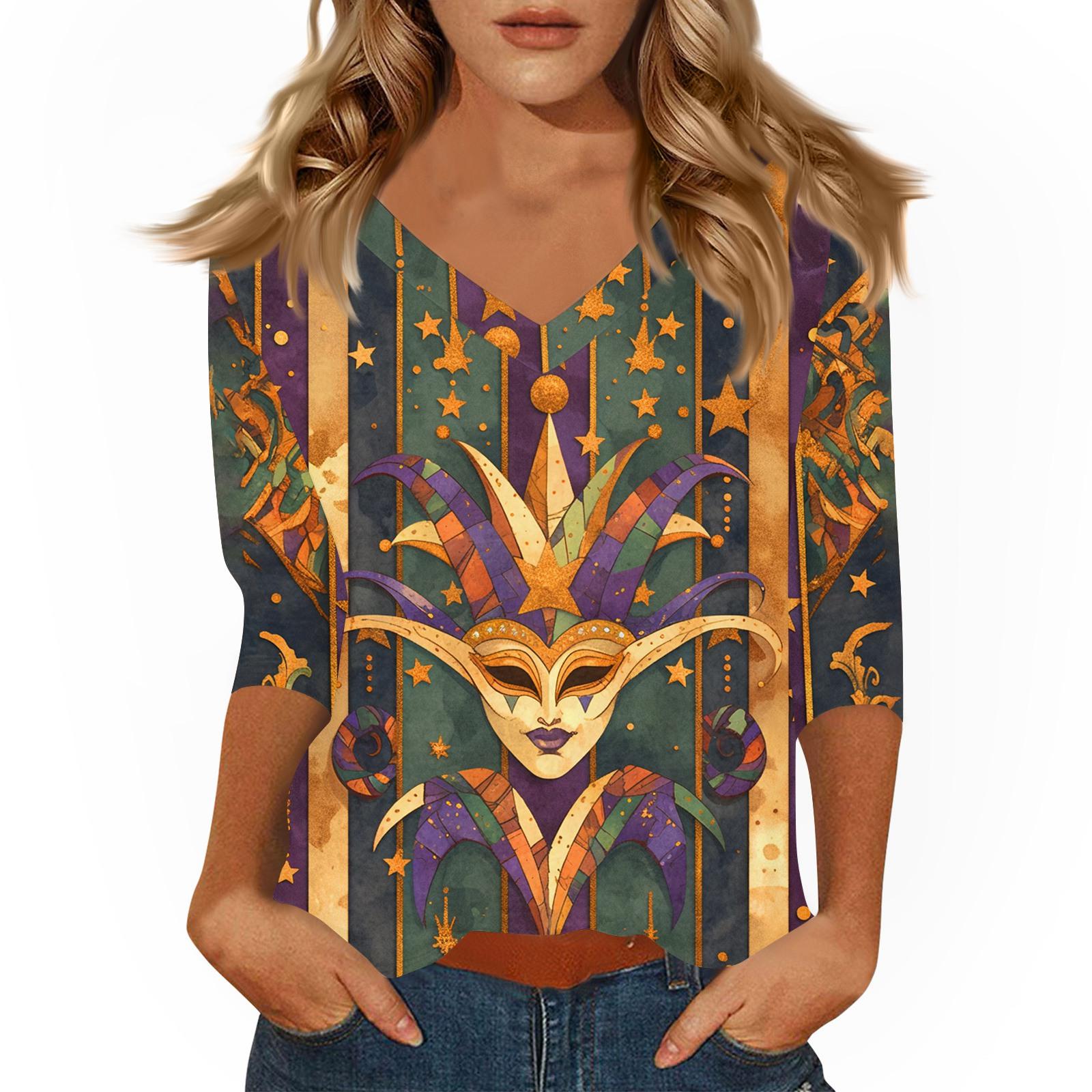 

Женская футболка с принтом, рукав 3/4, повседневная мода на выходные, базовый топ с V-образным вырезом L