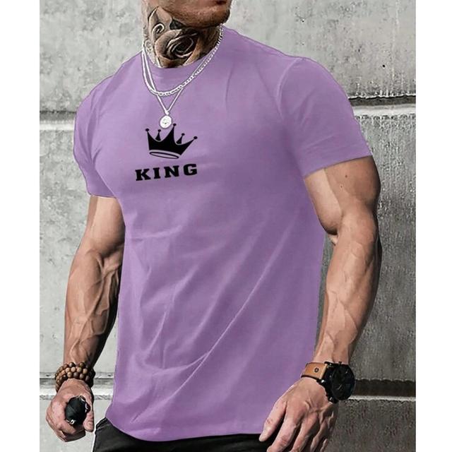 Summer Round Neck 3D King Printed Top Fashionable Casual Short Sleeved Men's T-shirts