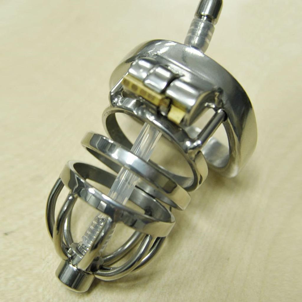 Ifukens Male Chastity Belt with Penetrating Urethral Stainless Steel Cock and Metal Genuine SM Hard Cheating Excretion Easy Painless Penis Adult Toy