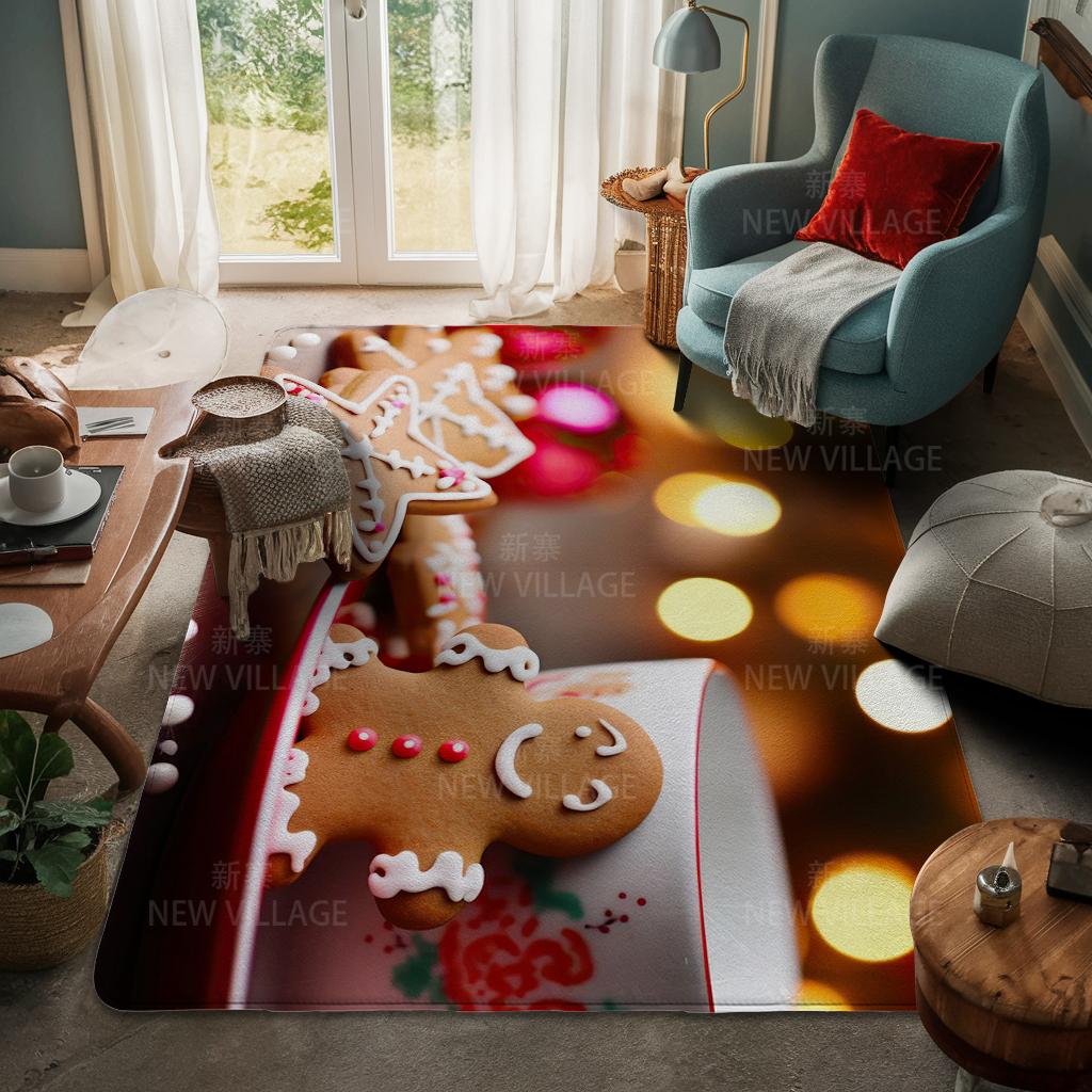 House Entrance Carpet Home Door Mat Living Room Bath Foot Bathroom Non-slip Water Absorption Rugs Bath Merry Christmas Winter