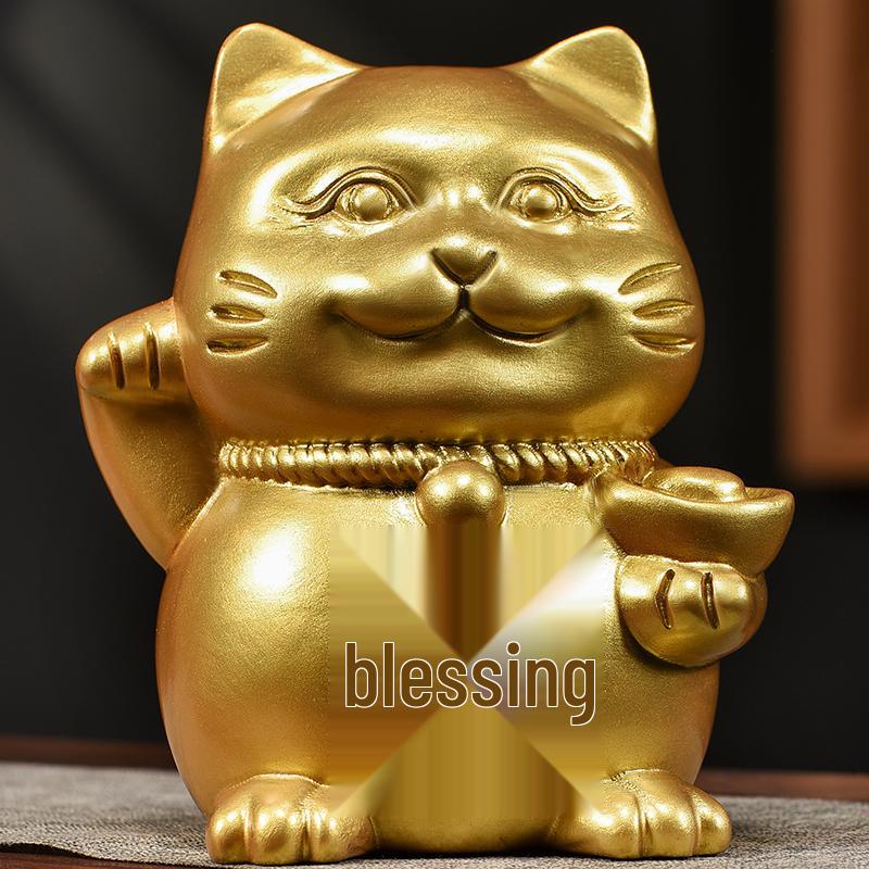 Rosewood Lucky Cat Wooden Ornament - Fortune Cat Decoration for Living Room, Shop, or TV Cabinet.