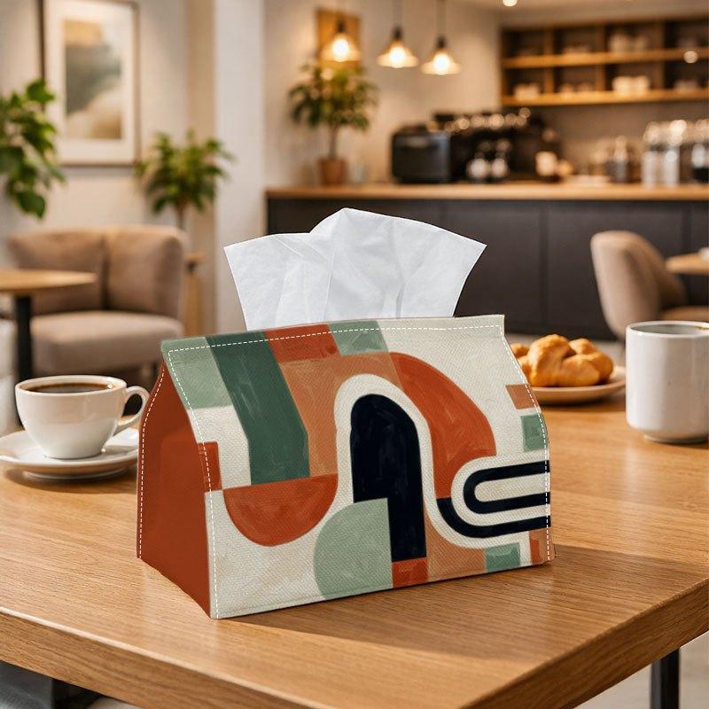 1pc Modern Abstract Tissue Box, Geometric Shape Illustration Perfect for Outdoor Gatherings, Daily Desktop Use, And Suitable for Bedrooms, Living Room