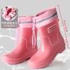Medium Tube Fashion Trend Rain Shoes Women's Waterproof and Nonslip Rain Boots Adult Special Water Shoes Wearresistant Rainy Days Outside