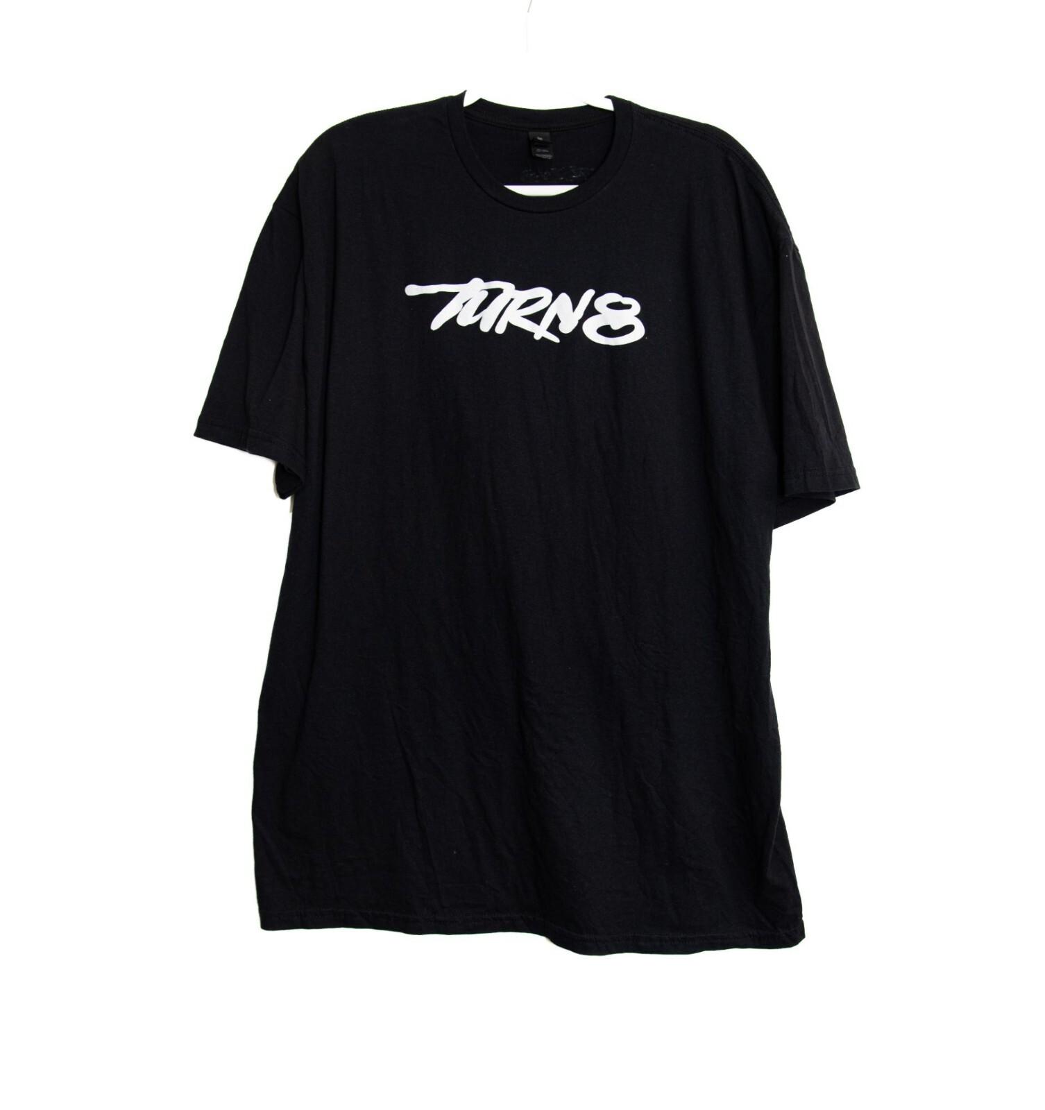 Turn8 Black Graphic Logo T-Shirt Short Sleeve Crewneck Mens 2XL Cotton Casual XXXXL